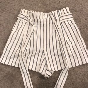 black and white stripped shorts